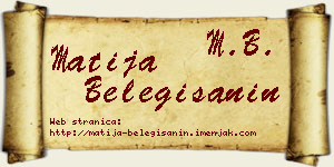 Matija Belegišanin vizit kartica